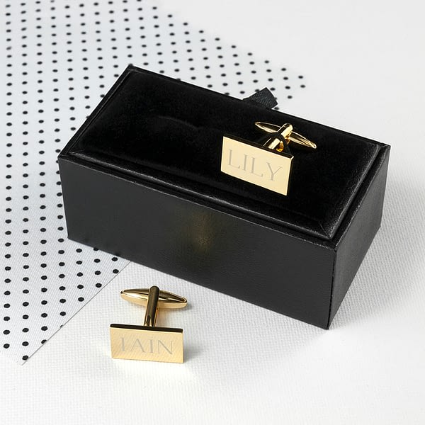 Personalised Rectangle Gold Plated Cufflinks