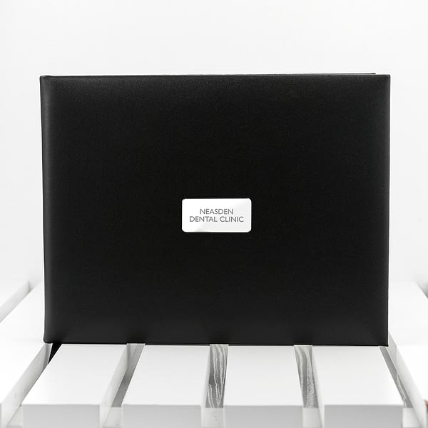 Personalised Black Leather Visitors Book