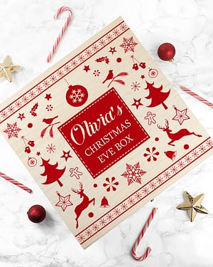 Personalised Festive Scandi Print Christmas Eve Box