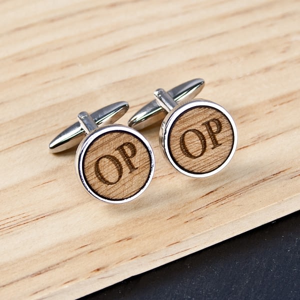 Circle Wooden Cufflinks