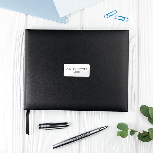 Personalised Black Leather Visitors Book