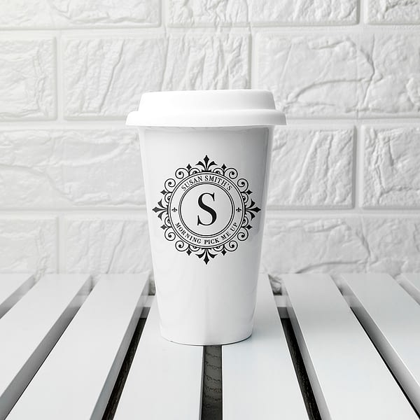 Personalised Monogrammed Ceramic Travel Mug