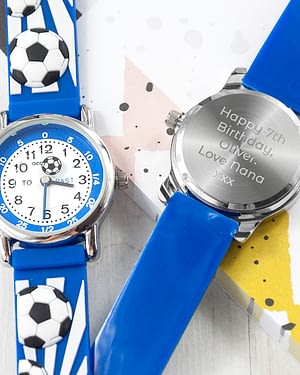 Kids Personalised Blue Football Watch