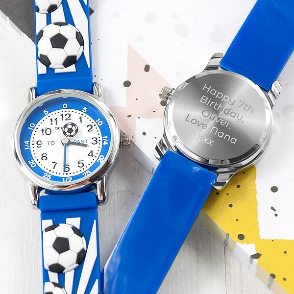 Kids Personalised Blue Football Watch