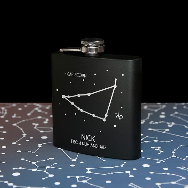 Star Constellation Matte Black Hip Flask