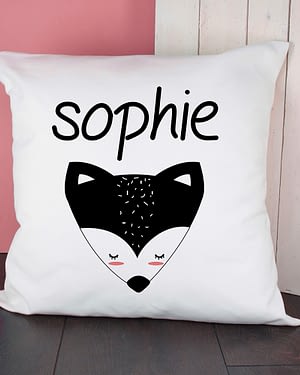 Personalised Little Fox Face Cushion Cover