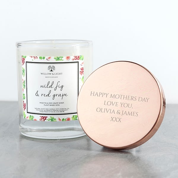 Personalised Wild Fig & Red Grape Candle With Copper Lid