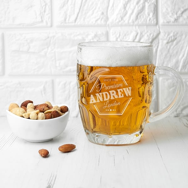 Personalised Premium Dimpled Beer Glass