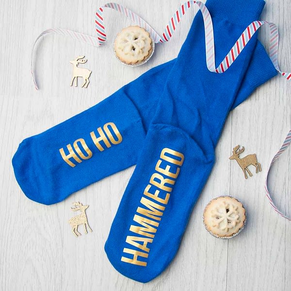 Personalised Cobalt Blue & Canary Yellow Christmas Day Socks