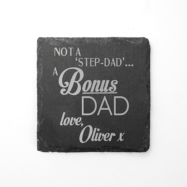 A Bonus Dad Square Slate Keepsake