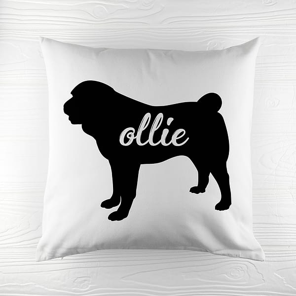 Personalised Pug Silhouette Cushion Cover