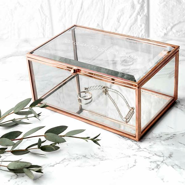 Personalised Rose Gold Glass Jewellery Box