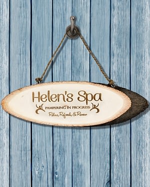 Personalised Relaxing Spa Wooden Sign