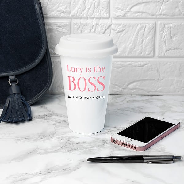 Personalised The Boss Ceramic Travel Mug