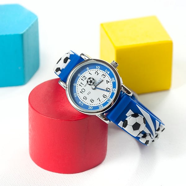 Kids Personalised Blue Football Watch