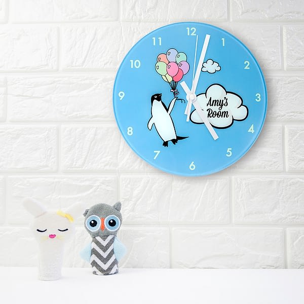 Percy Penguin Personalised Wall Clock