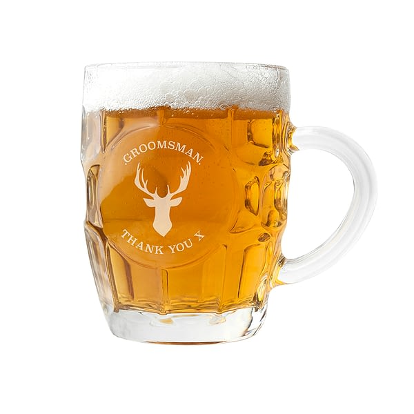 Personalised Stag Dimpled Beer Glass