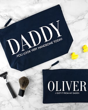 Personalised Daddy & Me Navy Wash Bags