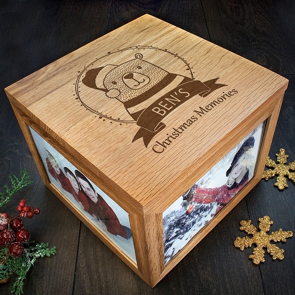 Personalised Woodland Bear Christmas Memory Box