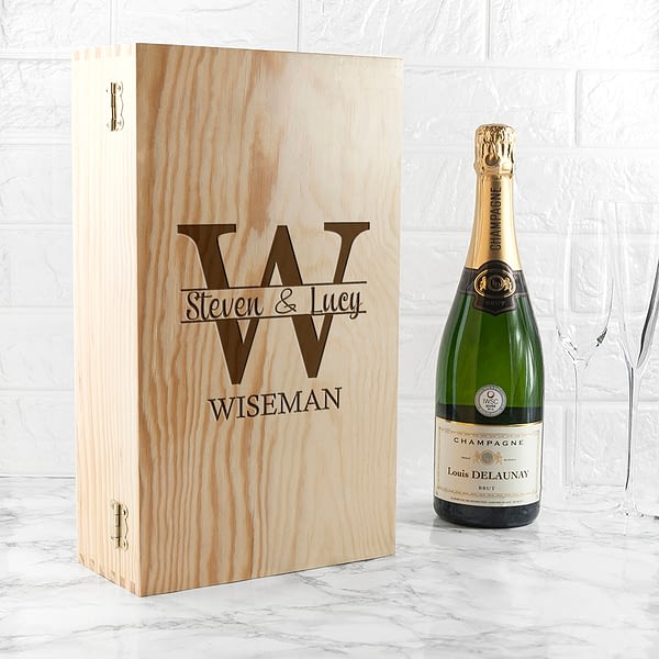 Personalised Couple Monogram Wine Box