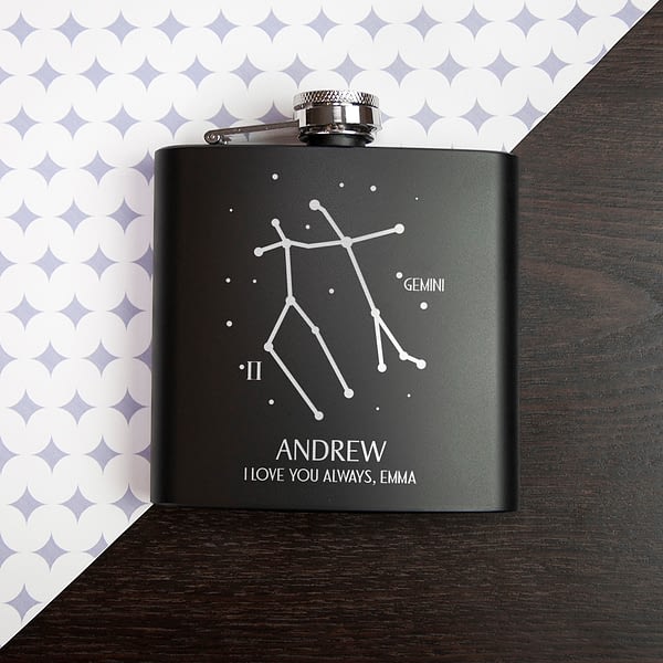 Star Constellation Matte Black Hip Flask