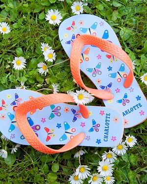 Fluttering Butterfly Child's Personalised Flip Flops