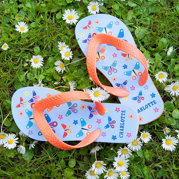 Fluttering Butterfly Child's Personalised Flip Flops