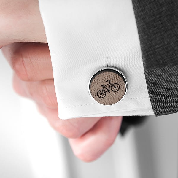 Iconic Hobbies Engraved Round Walnut Cufflinks