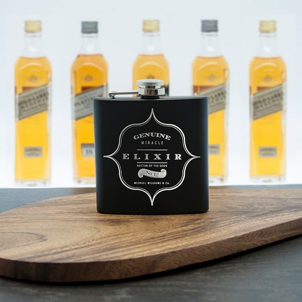 Personalised Elixir Vintage Hip Flask