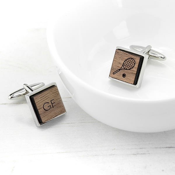 Iconic Hobbies Engraved Square Walnut Cufflinks