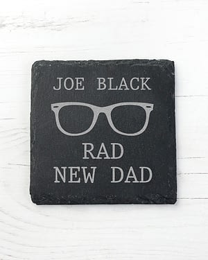 Rad New Dad Square Slate Keepsake