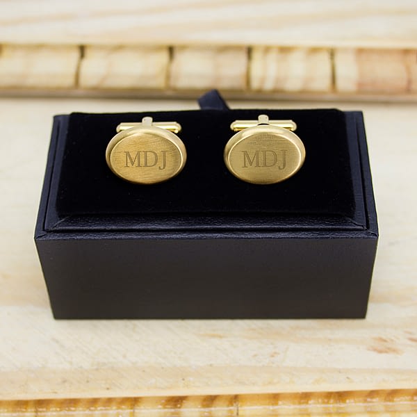 Men's Matte Finish Brushed Gold Oval Cufflinks