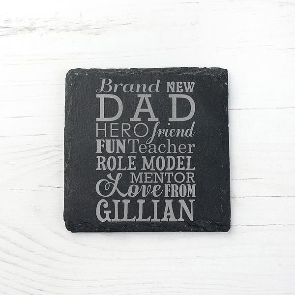 What A New Dad Means Square Slate Keepsake