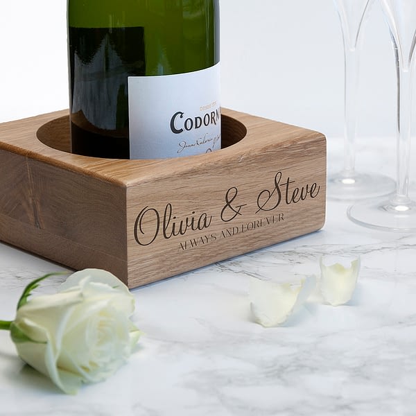 Personalised Solid Oak Champagne Holder