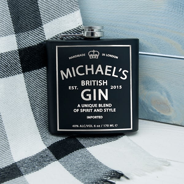 Personalised Gin Vintage Hip Flask