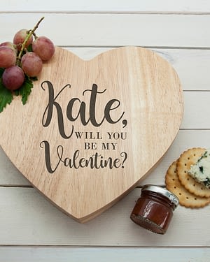 Engraved Be My Valentine Heart Cheese Board