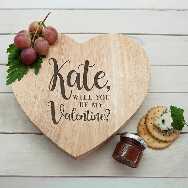 Engraved Be My Valentine Heart Cheese Board