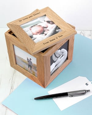 Personalised Oak Photo Cube Keepsake Box