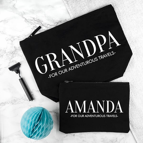 Personalised Daddy & Me Black Wash Bags