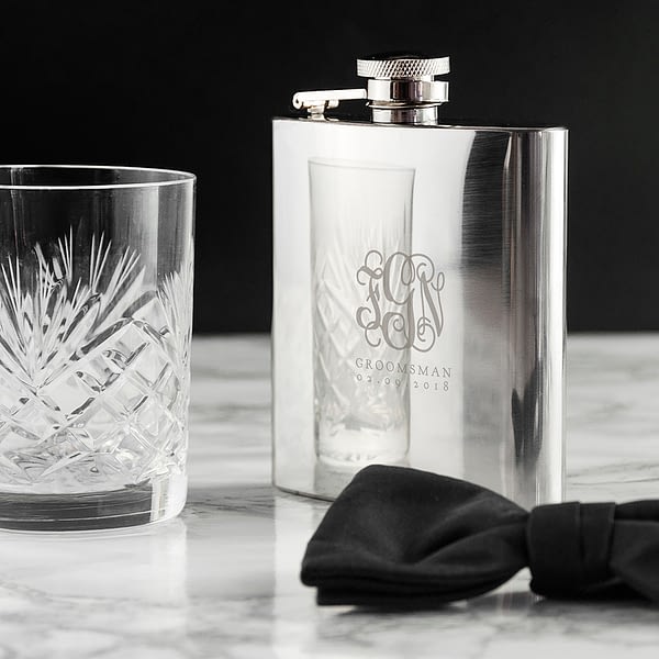 Monogrammed 6oz Hip Flask for Best Man