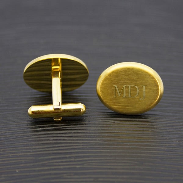 Men's Matte Finish Brushed Gold Oval Cufflinks