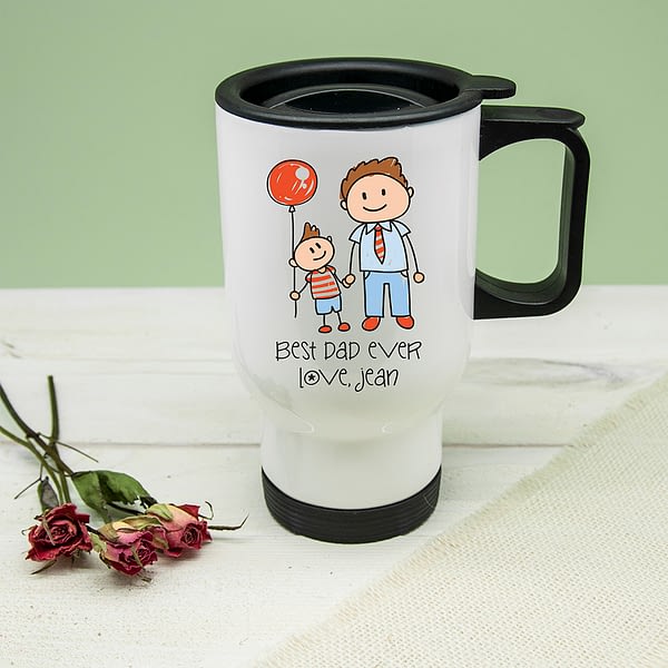 I Love My Dad Personalised Kid's Artwork Travel Mug