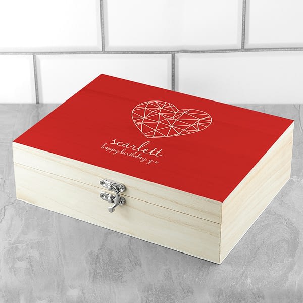 Personalised Geometric Heart Tea Box