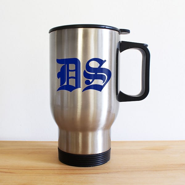 Medieval Initials Silver Travel Mug