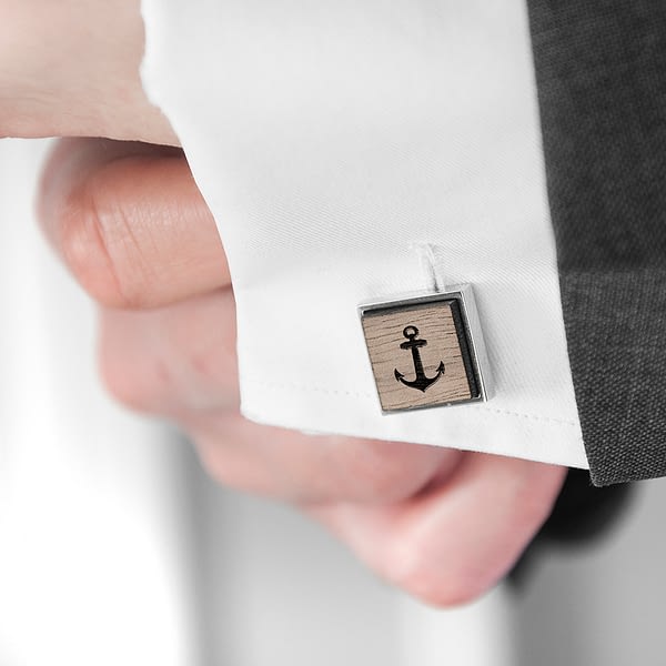 Iconic Hobbies Engraved Square Walnut Cufflinks