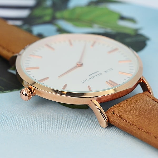 Modern - Vintage Personalised Leather Watch in Camel