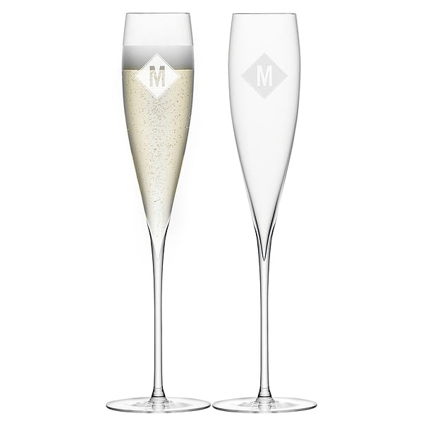 LSA Monogrammed Savoy Champagne Flutes