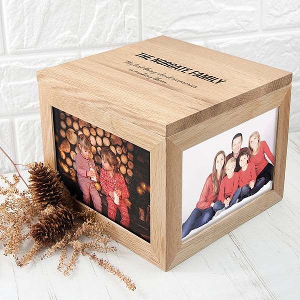 We Are Family Oak Photo Keepsake Box