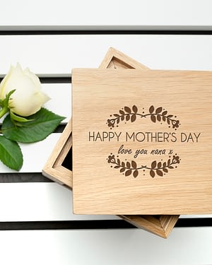 Personalised Happy Mother's Day Oak Photo Cube