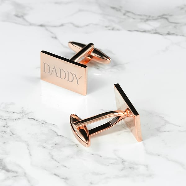 Personalised Rectangle Rose Gold Plated Cufflinks